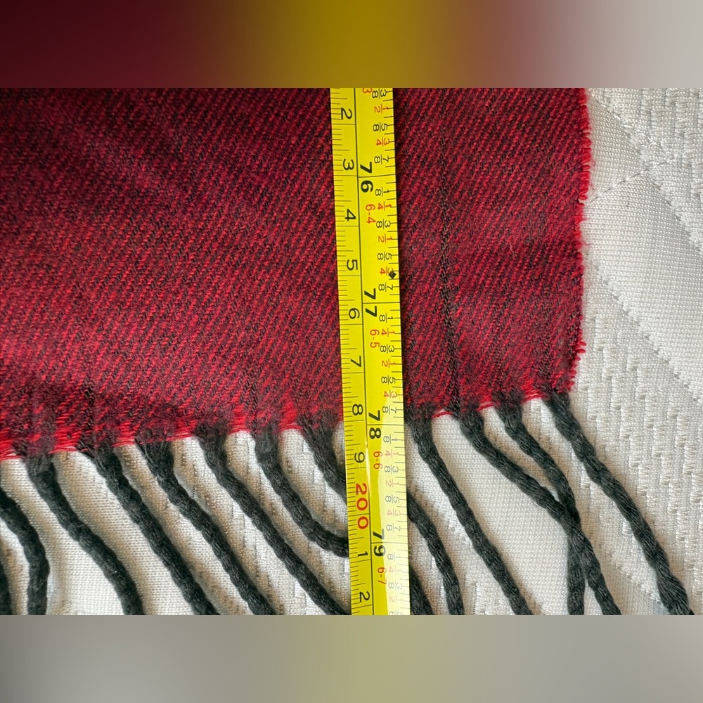 Red, grey, and black soft scarf - Picture 4 of 5